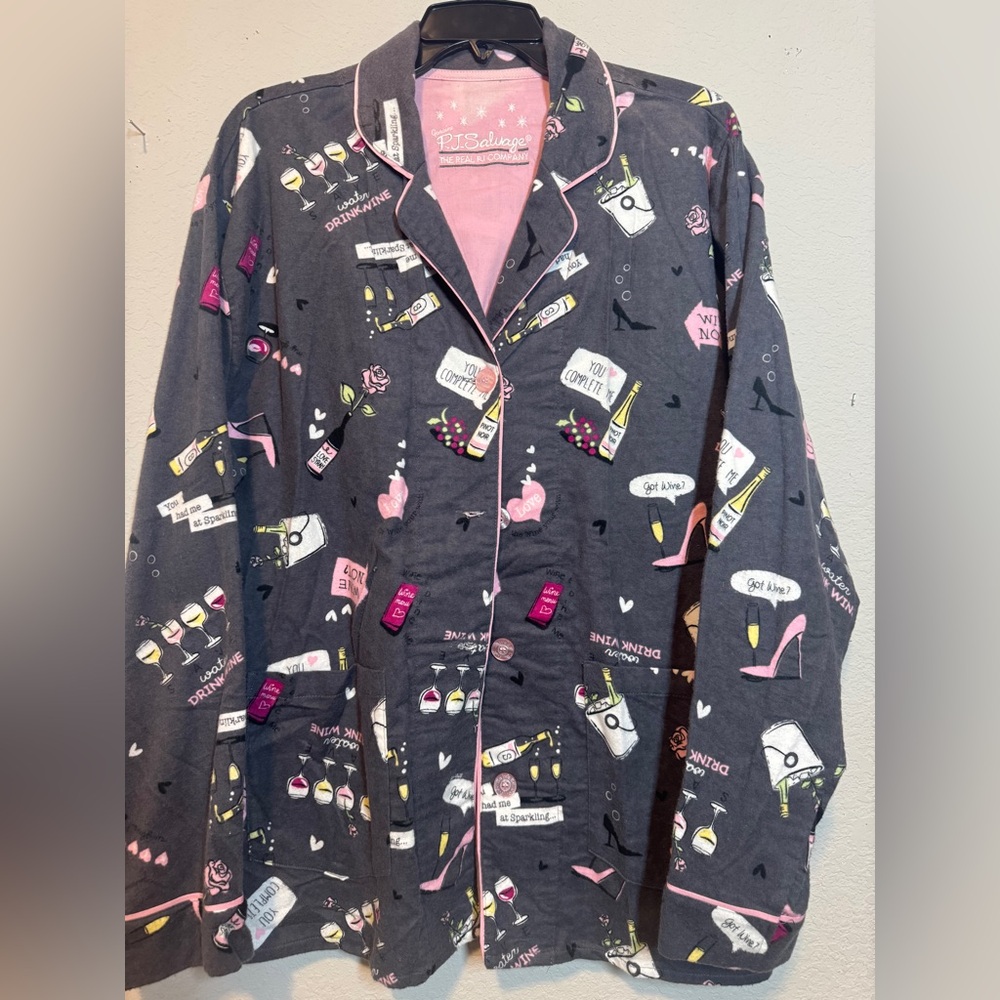 P.J. Salvage‎ Gray and Pink Pajama Top